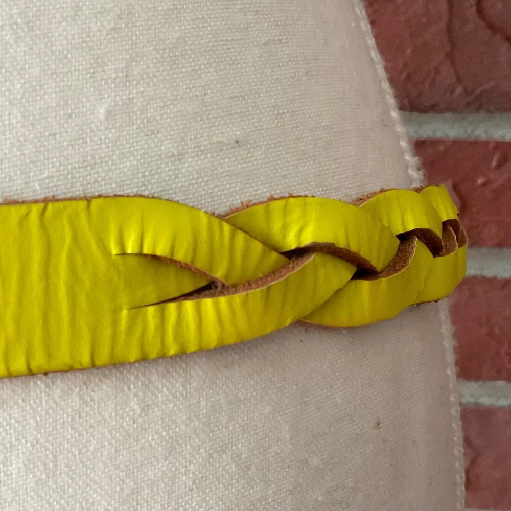 J.Crew UK Yellow Braided Leather Adjustable Belt Size XS/S NEW